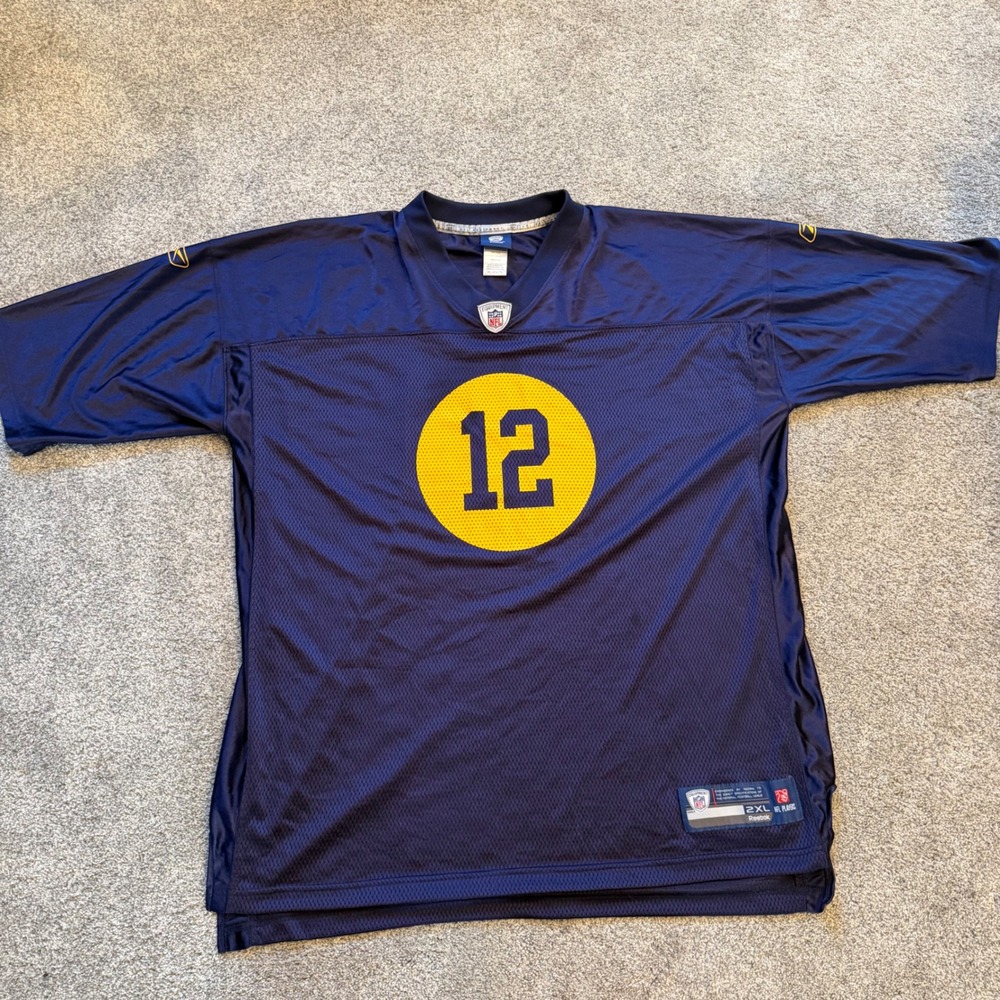 Reebok NFL Green Bay Packers Aaron Rodgers 12 Acme Throwback Jersey Navy 2XL